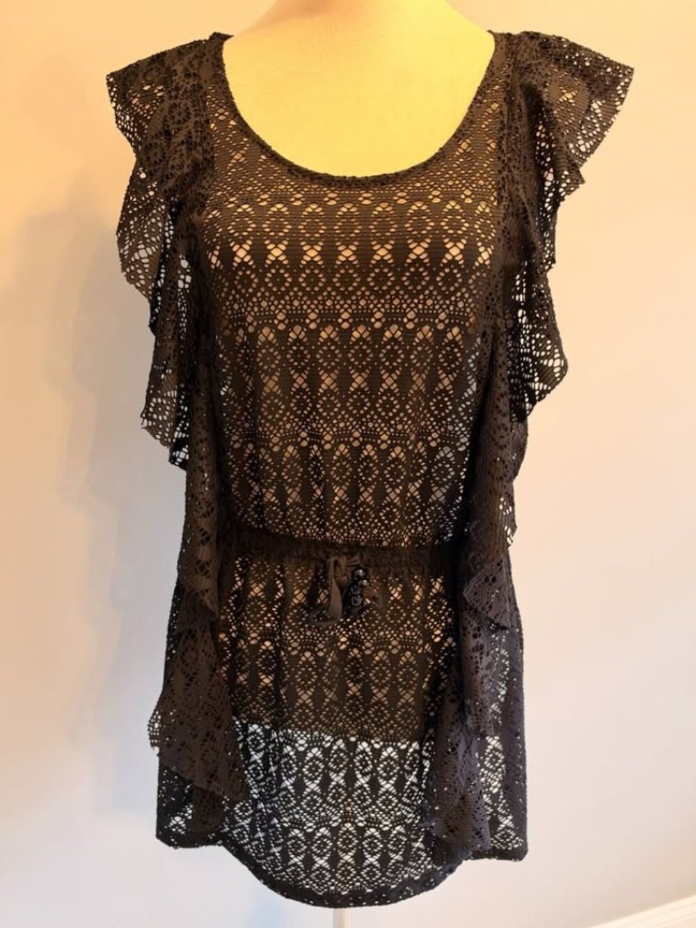 NEW Justice girls size 16 Black one-piece Bathing Suit cover up Dress